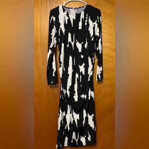 Ruched Black Patterned Dress